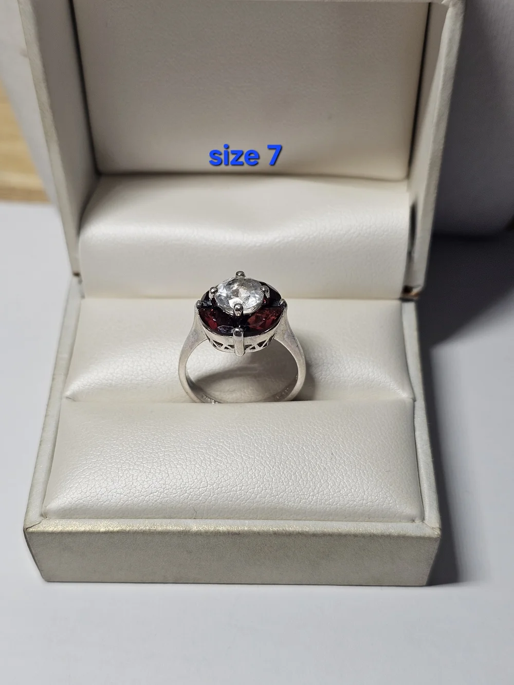 Sterling Silver 925 Stone Cocktail Ring - Size 7